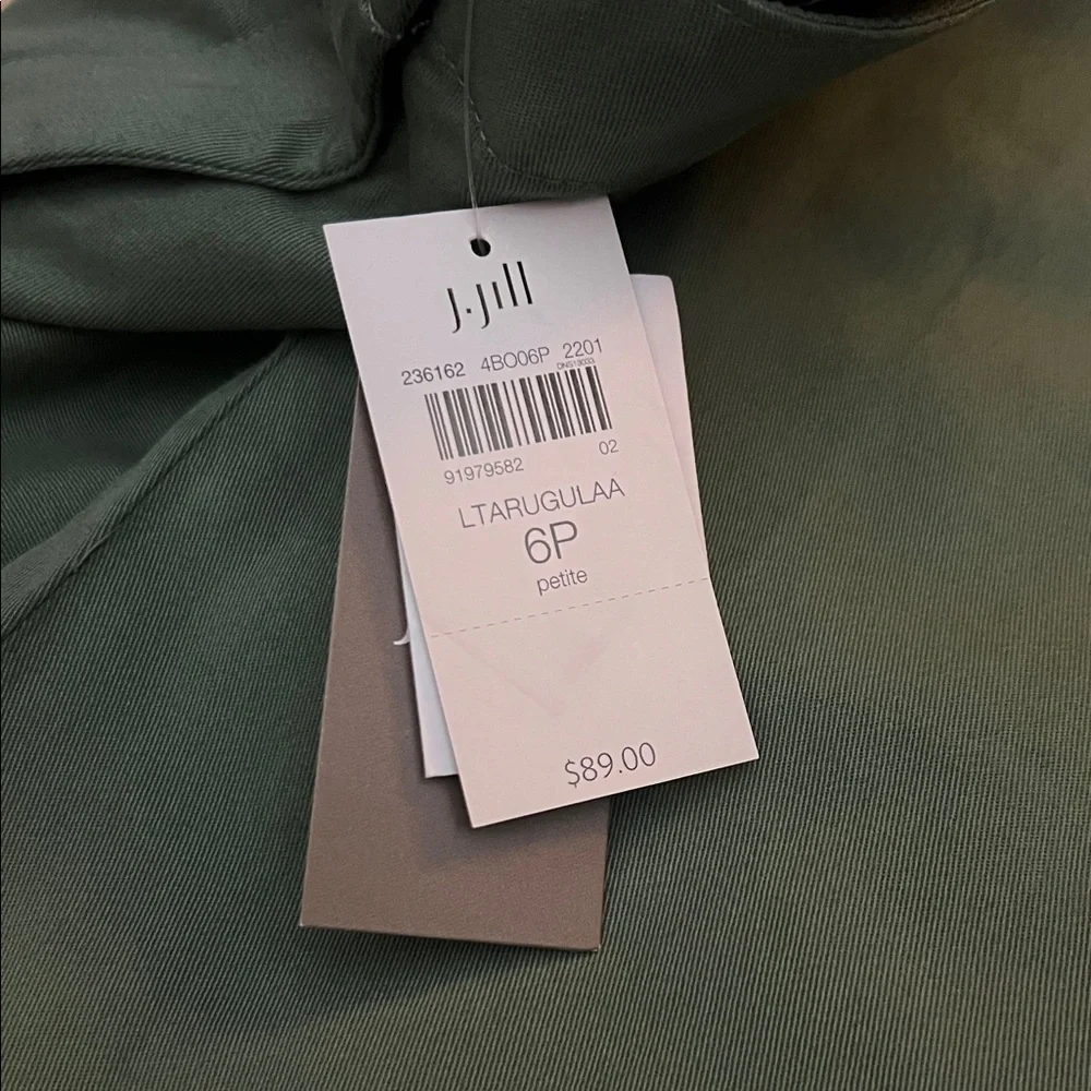 J. Jill Dark Green jogger with Elastic Waist Size 6P- NWT